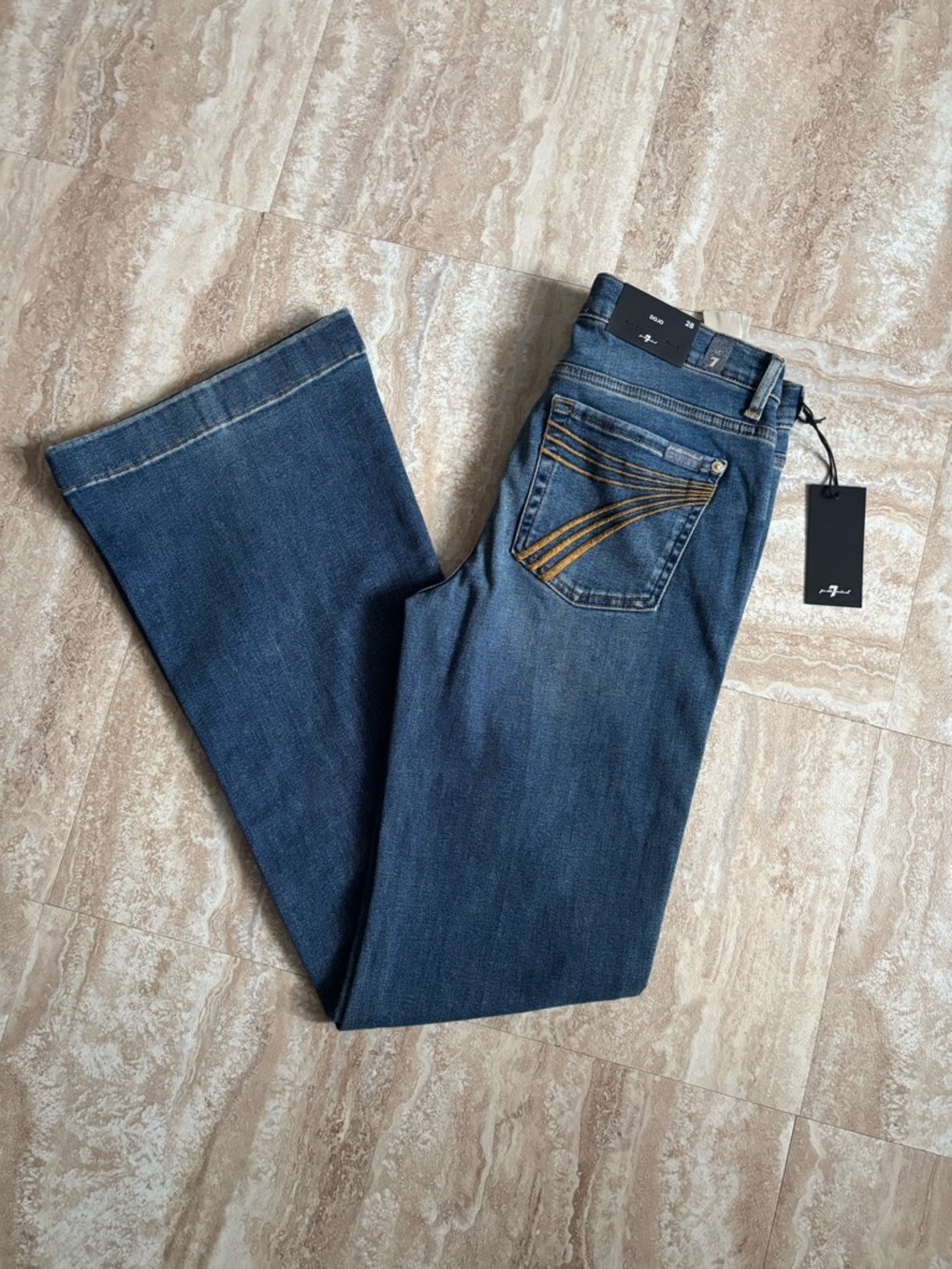 7 For All Mankind Women's Dark Blue Flare Jeans